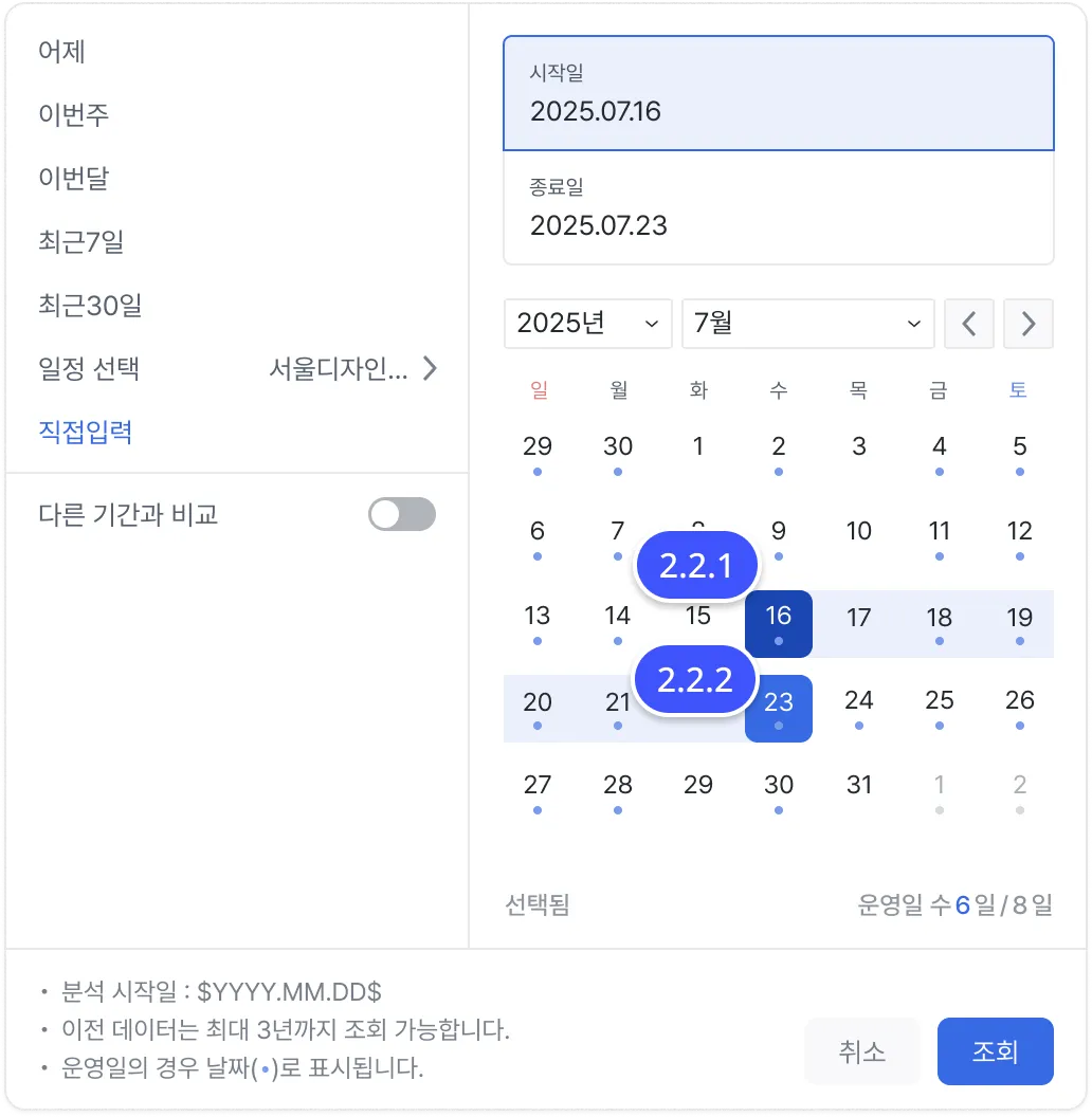 시작일·종료일 입력란